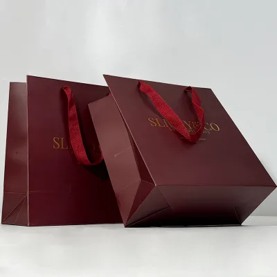 High - end Custom Logo Paper Bags Premium Clothing Shopping Recyclable Ribbon Gift Bags