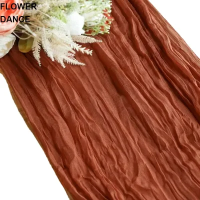 Custom Cheesecloth Christmas Rustic Table Runners Terracotta Wedding Gauze Linen Table Runner Luxury