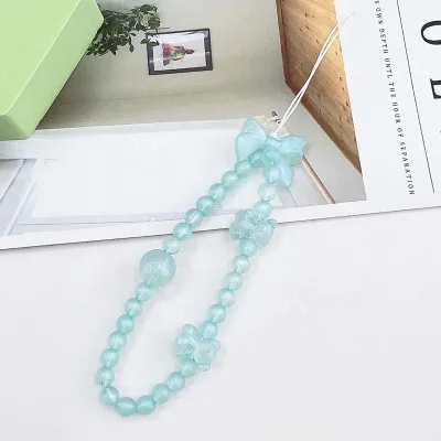 Fashion Cute Colorful Acrylic Wristband Keychain Bracelet Chain Cell Personality Phone Beaded Chain Strap