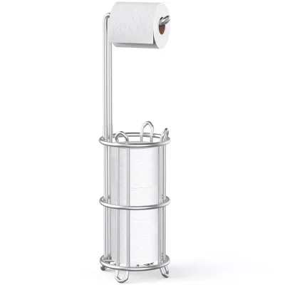Classic Wall-mounted Toilet Paper Holder Stand Tissue Roll Dispenser 4 Mega Rolls Bathroom Iron Wire Silver
