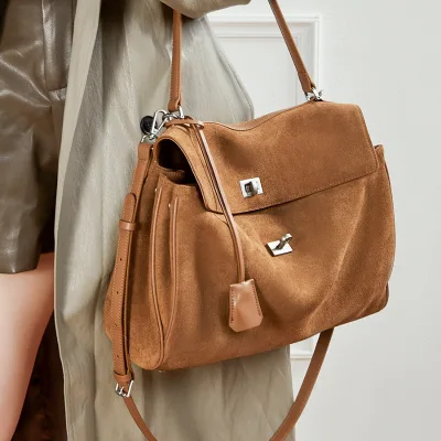 Luxury Quality Real Suede Leather Frosted Women's Large Capacity Single Strap Shoulder tote Bag