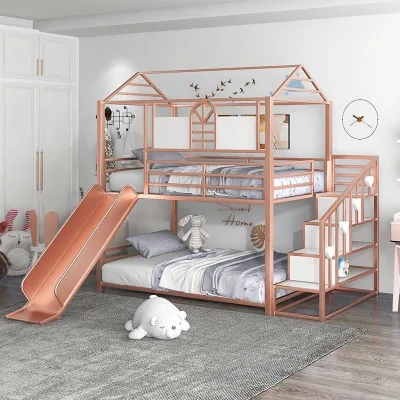 Factory Direct Sales Double Deck Steel Metal Frame Bunk Bed Decker Bunk Beds Hostel Bunker Bed Lit Superpose Tempat for Sale