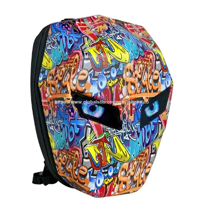 Fashion waterproof ABS Material Scratch-resistance Night Rider LED Creative Motorcycle Backpack bags
