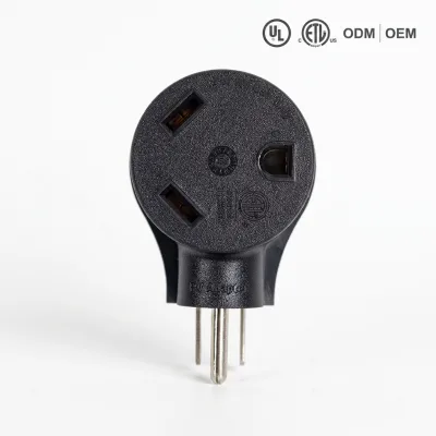 15A 5-15P Male to 30A TT-30R Female 90° RV Adapter,125V Weather Resistant Outdoor Camper Power Plug with ETL Certified