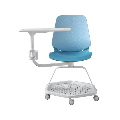 Bulk Supply Training Chair With Writing Board Wheels Base Plastic Student Chair With Bottom Basket for School Classroom Training