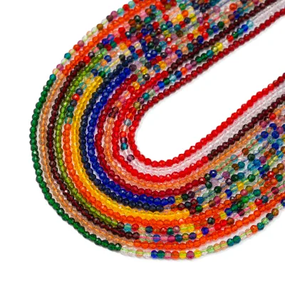2mm Glass Beads Faceted Glass Bead Colorful Crystal Loose Beads for Jewelry Making DIY 36cm