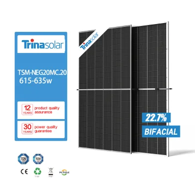 Solar Panels Trina Vertex N 615W 620W 625W 630W 635W N-Type I-Topcon Bifacial Dual Glass Monocrystalline Module