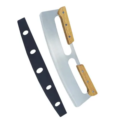2026 NEW Wood Double Handle Pizza Hob Knife Wood Pizza Peel Pastry Pasta Dough Cutter Stainless Steel Sharp Blade with Cover