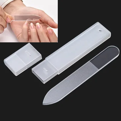 1200/3000 Grit Nano Glass Nail File Portable Mini Clear Plastic Storage Container Square Anti-Dust Boxes