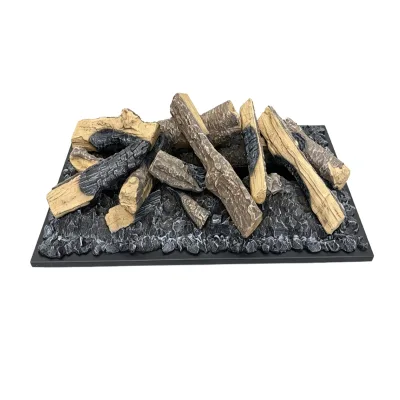 OEM Decorative Artificial Resin Fuel Bed Fireplace Fire Log Set