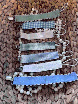 Monogrammed Gingham Newborn Baby Pacifier Clip Personalized Seersucker Woven Embroidered Paci Leash 2026