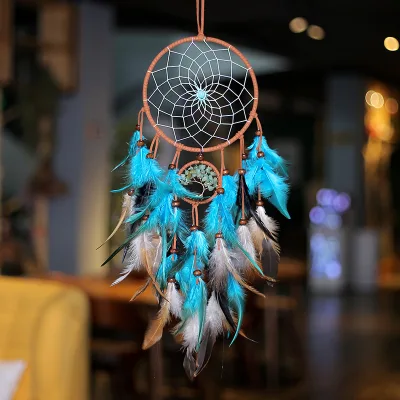 CELION Dropshipping Tree of Life Dream Catcher Natural Raw Stone Dreamcatcher With Blue Feather