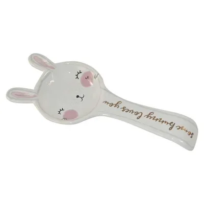 Some Bunny Loves You Spoon Rest for Kitchen Bunny Spoon Rest Holder Ceramic Spoon Rest