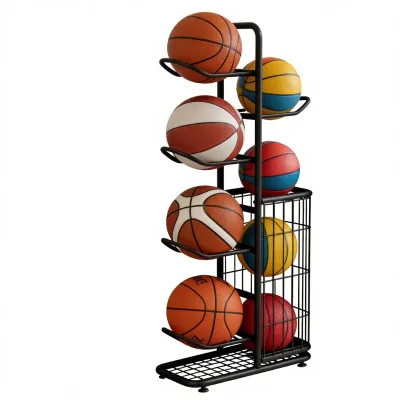 Home Use Carbon Steel Racket Storage Rack for Basketball Table Tennis Badminton Toys Multi-Layer Baskets for Children