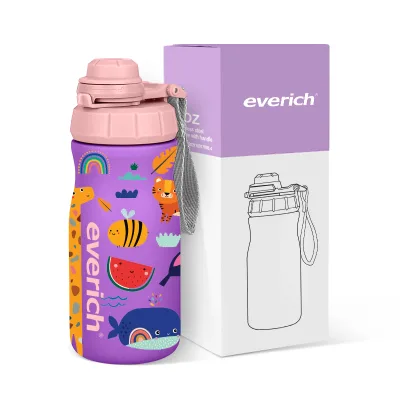New Arrive 14oz Children Thermos Bottle Leak Proof Vacume Insulated Reusable Stainless Steel  Eco-Friendly With Lid for Kid
