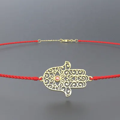 Blue Eye Jewelry Hamsa Hand Evil Eye Bracelet Gold Plated Sterling Silver 925 Red String Gift Religious Christian AAAAA Cubic
