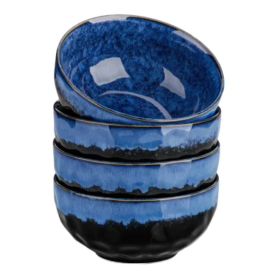 Vancasso Starry 24oz Ceramic Bowls Set of 4 Blue Lead-Free Dishwasher & Microwave Safe for Soup Cereal Salad Pasta