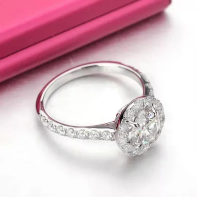 platinum 950 2 carat DEF color women ring round shape moissanite lady rings