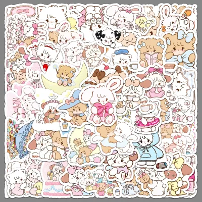 56Pcs Mikko Cute Cartoon Animal Stickers Kawaii Graffiti Waterproof DIY Decals for Tumbler Laptop Scrapbook Wholesale Metal