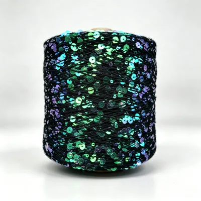 Oeko-Tex Long Spacing Cotton Yarn with Sequins Dyed Pattern for Women's Hand Knitting Fancy Sweaters