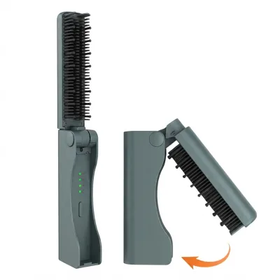 Wireless Rechargeable Folding Hair Straightening Comb Fast Heating Auto Shut Off