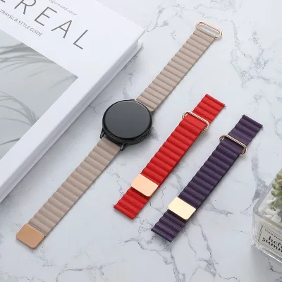 Quick Release Magnetic Loop Smart Strap Leather Bands Bracelet Wrist 20mm 22mm for Samsung Galaxy Watch 4 46mm 42mm Huawei GT
