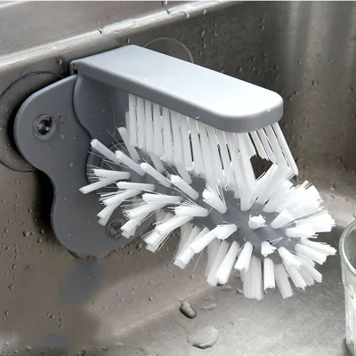 Wall Mounted Cup Multifunctional Cleaning Brush Kitchen Sink Rotating Cleaning Teacup Washing Brush