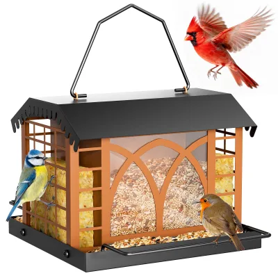 Bird Feeders for Outdoors Hanging, Metal Bird Feeder , for Attracting Finch Cardinal Chickadee Wild Birds,