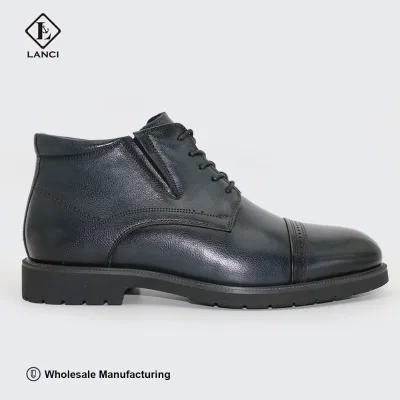 LANCI OEM Men's Trendy Casual Boots Ankle Leather Chukka Boots Waterproof Snow Boot