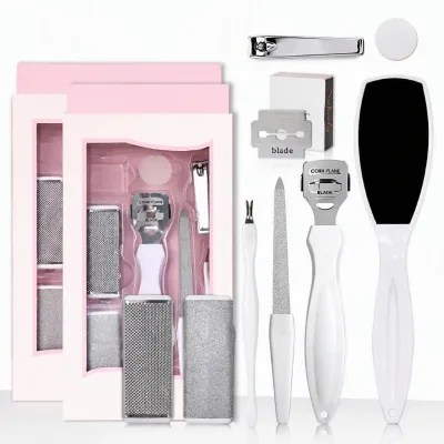 Professional Pedicure Kit Foot File Corn Plane Nail Cutter Cuticle Pusher Callus Remover for Cracked Heels Foot Care Tools