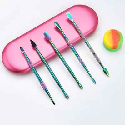 5pcs Set Stainless Steel Nail Art Push Tool Double Headed Nail Cuticle Pusher Removing Dead Skin Nail Pusher Set