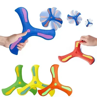Colorful Outdoor Sports Toy Interactive Flying Disc Soft Boomerang with Three-leaf for Children and Adults Play