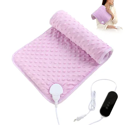 Purple Quilted Velvet Beans Electric Heating Pad Multi-Functional for Hands Stomach Legs Temperature Control Electric Blanket