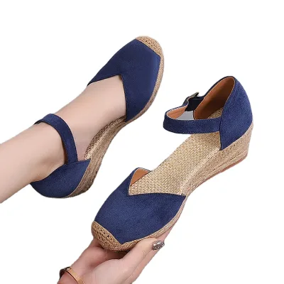 Fisherman's Shoes, Women's Slope Heel Thick Soled Summer New Suede One-piece Sandals, Outdoor Slope Heel Sandals