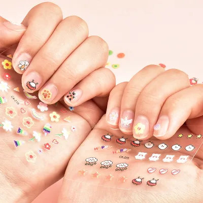 Waterproof Cartoon Bunny & Princess Nail Art Decals Children's Classic Toy Baby Flower Stickers for Nail Decorations