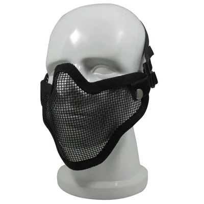 Dual Strap Half Face Skull Combat Mouth Guard Steel Mesh Protective Masque protection