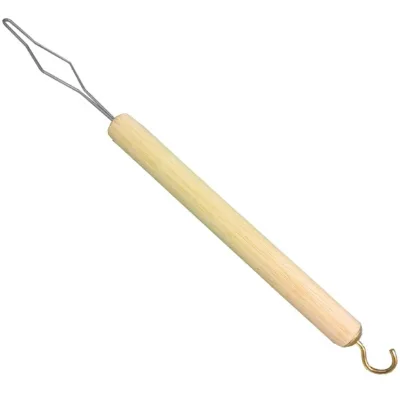 Elderly Care Products Dressing Stick Wooden Button Hook with Steel Hook 27.4cm Safe & High Quality (L)