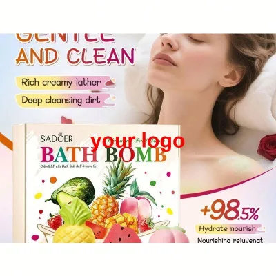lip plumping lipgloss Colorful fruit fragrance sea salt bath salt bombs set 6 deep gentle cleaning moisturizing exfoliating