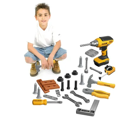 Factory Price Real Engineer Toy Tool Set Cosplay Tool Toy With Storage Backpack Kids Game Simulation Plastic Tool Toy Model