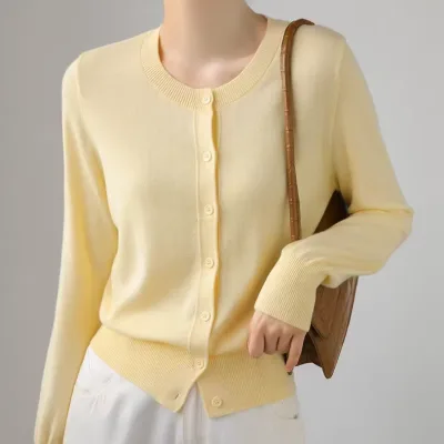 100% Cashmere Knit Cardigan Joker Simple Knit Coat Sweater