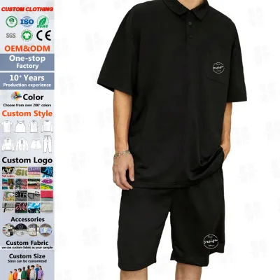 Top Sale Custom Polo Shirt and Shorts Set Men High Quality 180gsm Combed Cotton Plain Mens Casual Shorts Set Custom Logo