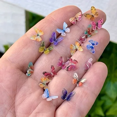 3D Colorful Butterfly Nail Art Charms Acrylic Nail Salons Accessories Stickers & Decals for Nail Art Jewelry & Crafting Design