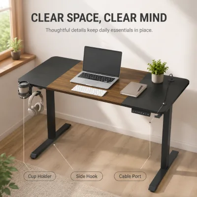 AOR 20mm/s Fast Lifting Electric Height Adjustable Table Thickening T-shaped Rack Single Motor 3-speed Memory Factory Wholesale