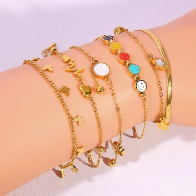 Wholesale Ladies Stainless Steel Cuban Link Chain Bracelet Fashion Charm Butterfly Bracelet Fashion Charm Bracelet Fashion Charm