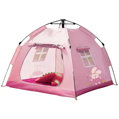 Portable Fiberglass Kids Camping & Beach Tent Sports Toy for Indoor Outdoor Play Easy Operate Unisex