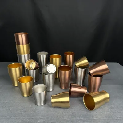 320ml Wholesale of High Quality Silver Camping Mug Simple and Durable Golden Double Layer Stainless Steel Beer Beverage Cup