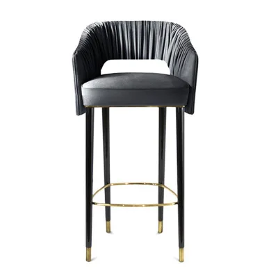Minimalist Nordic Bar Stools Commercial Metal Leg Chair with Upholstery for Bars and Restaurants Nordic Style Furniture Set