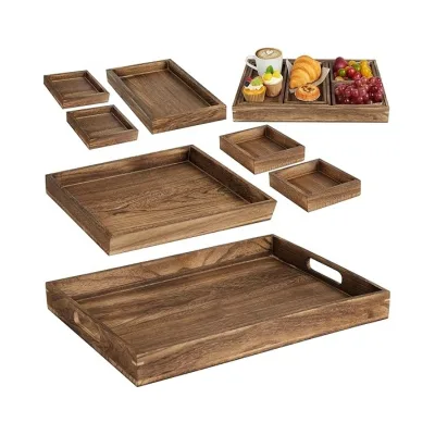 Solid Custom-made Dinner Food Kitchen Rustic Nesting Food Wooden Serving Trays