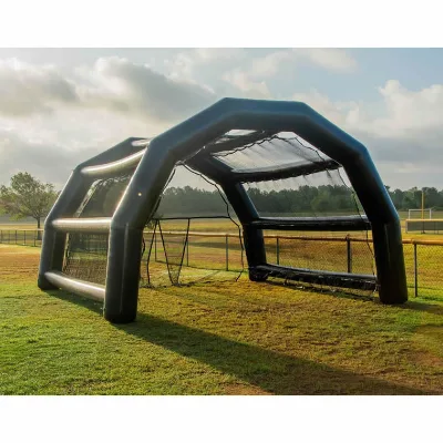 Black Inflatable Baseball Batting Cage Full Mesh Net Blow up Softball Hitting Practice Tent Heavy PVC Inflatable Training Cage