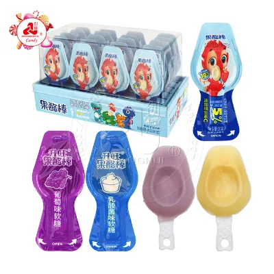 2-in-1 Classical Cheese Stick Shaped Grapes, Fruity Yogurt Jellypop Pudding Lollipop Candy